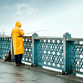 Man fishing from the pier